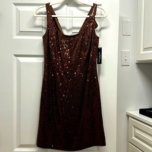 Carmen Marc Valvo Scoop Neck Mini Dress